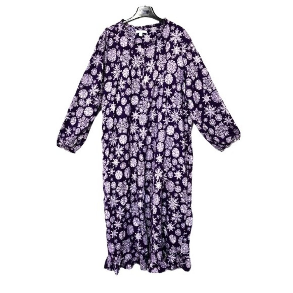 Only Necessities Cotton Purple Snowflake Design Nightgown Size  2X